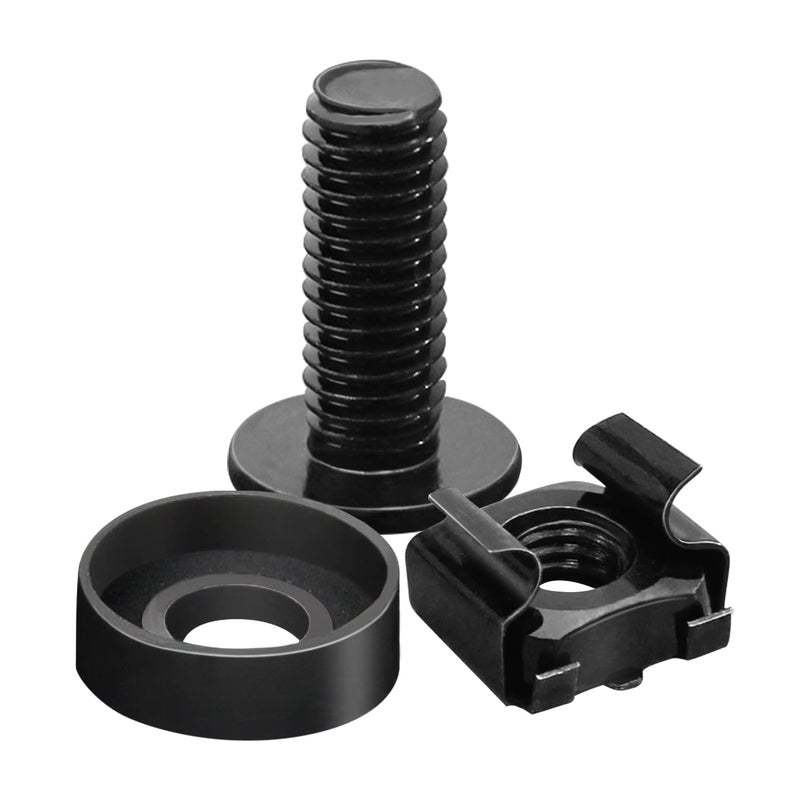 Leadrise 50-Pack M6 x 16mm Computer Rack Mount Cage Screws, Nuts & Washers for Server Cabinet - Black - Image 1